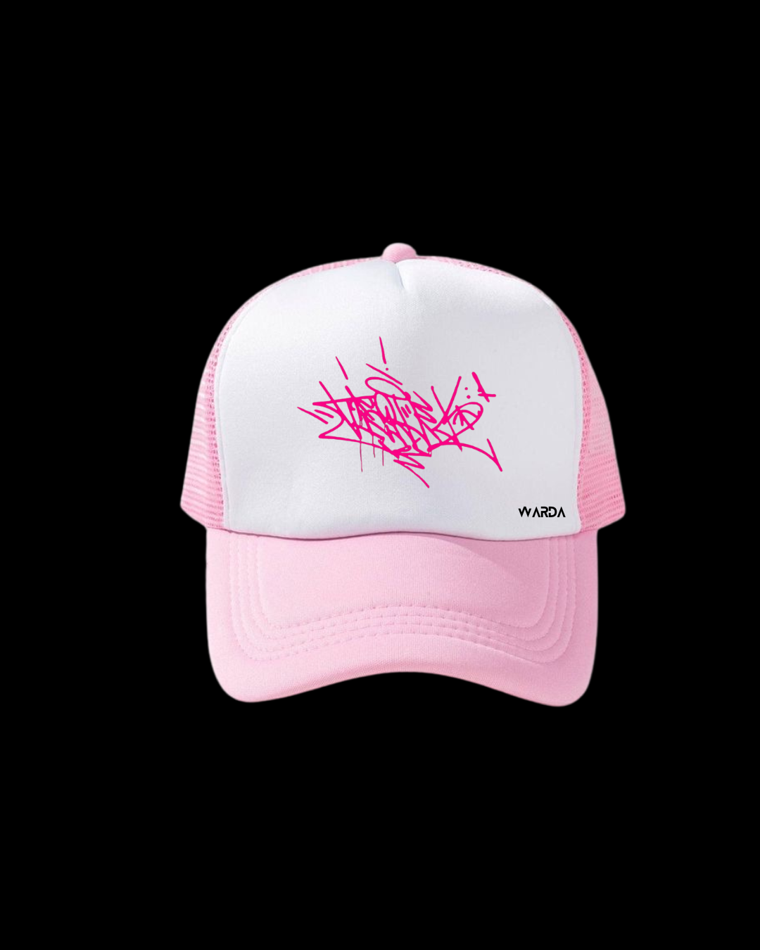 pink scribble trucker