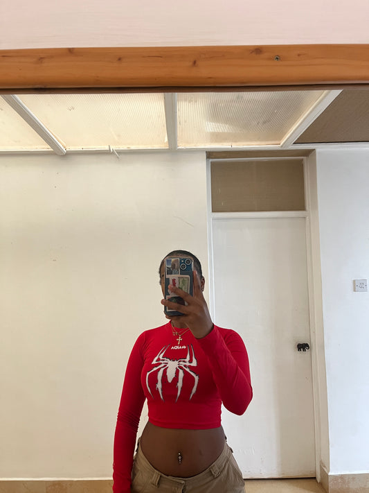 WARDA RED SPIDER CROPTOP
