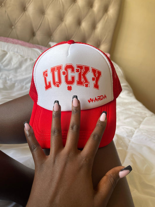 WARDA RED LUCKY TRUCKER HAT