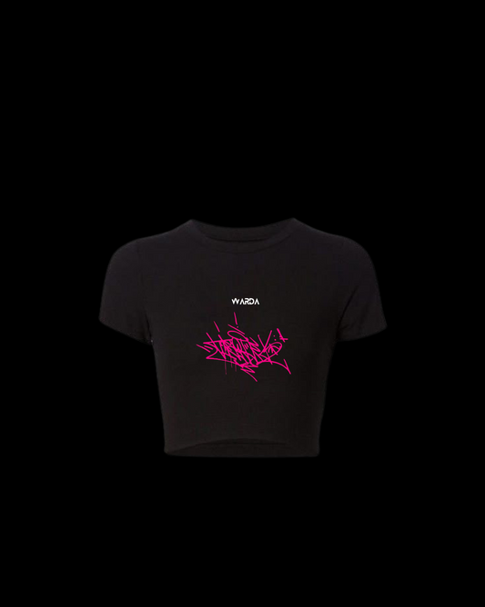 Black scribble crop top