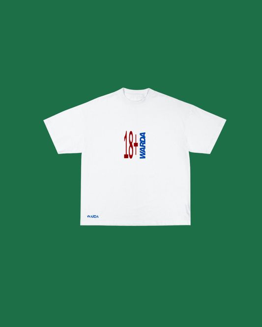 White 18+ tee