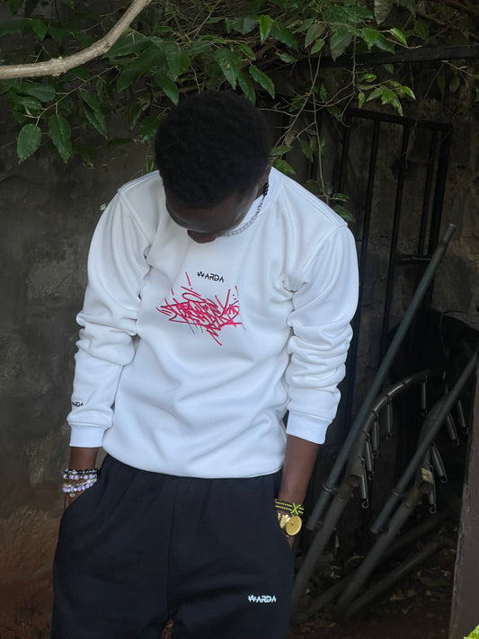 WHITE SCRIBBLE SWEATSHIRT