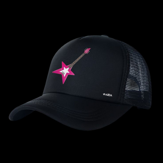 Purple guitar trucker hat