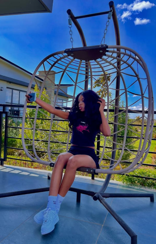 Black scribble crop top